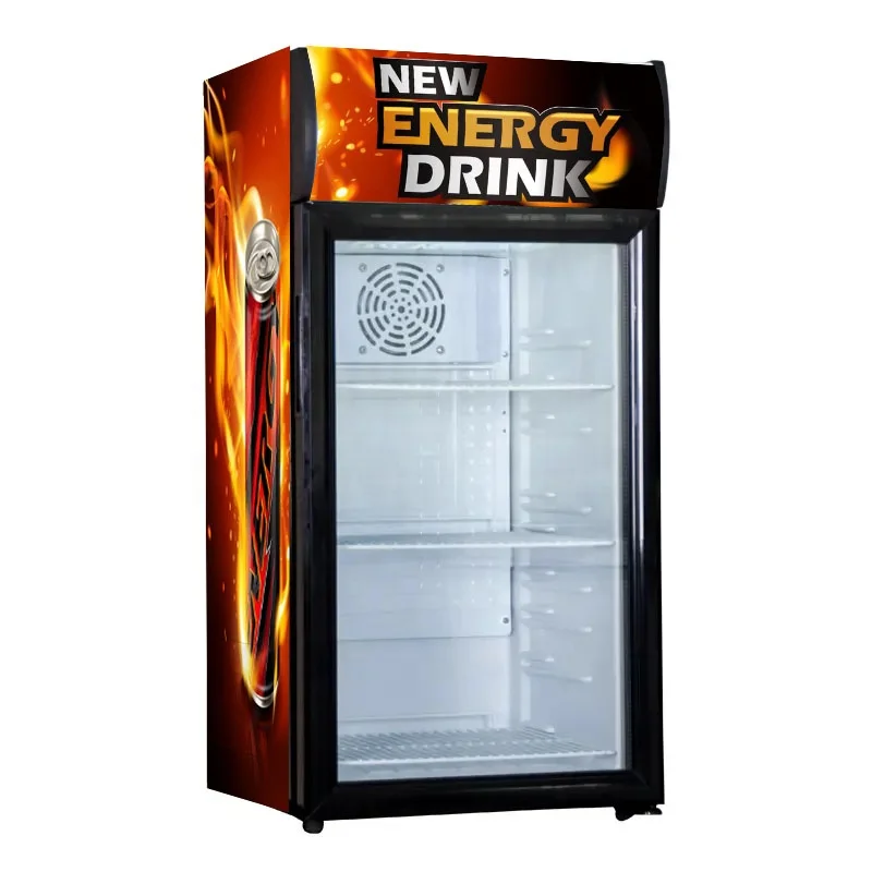 

Glass Small Display Countertop Mini Energy Drink Fridge