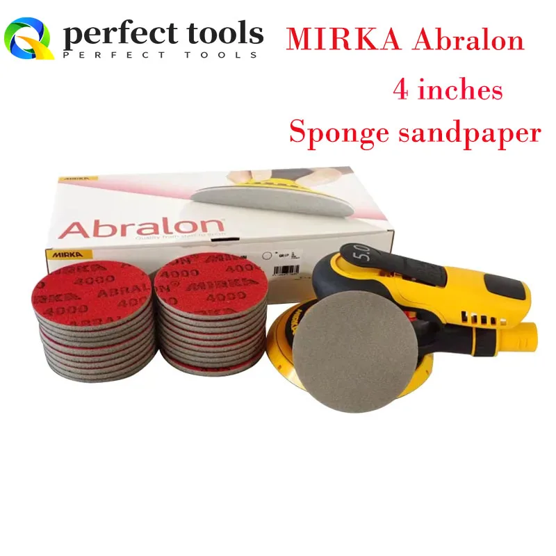 4 INCH 100mm Mirka Abralon  Foam Backed Hook  Loop Polishing  Buffing Discs Sponge Sandpaper 180-4000Grit  For Car Glass