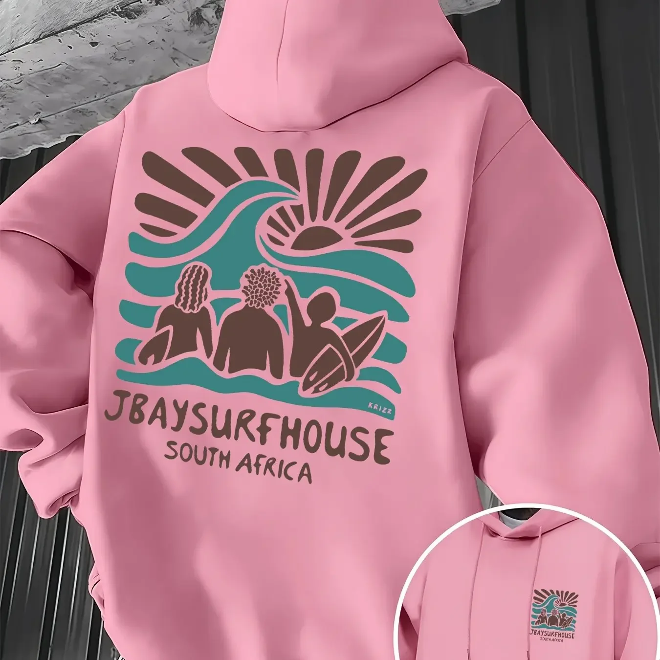 Dieses neue, stilvolle Herren-Sweatshirt mit Kapuze verfügt über ein lässiges Design mit Kordelzug und einem Surf-Print, perfekt für den täglichen Sportgebrauch. – Detail 6