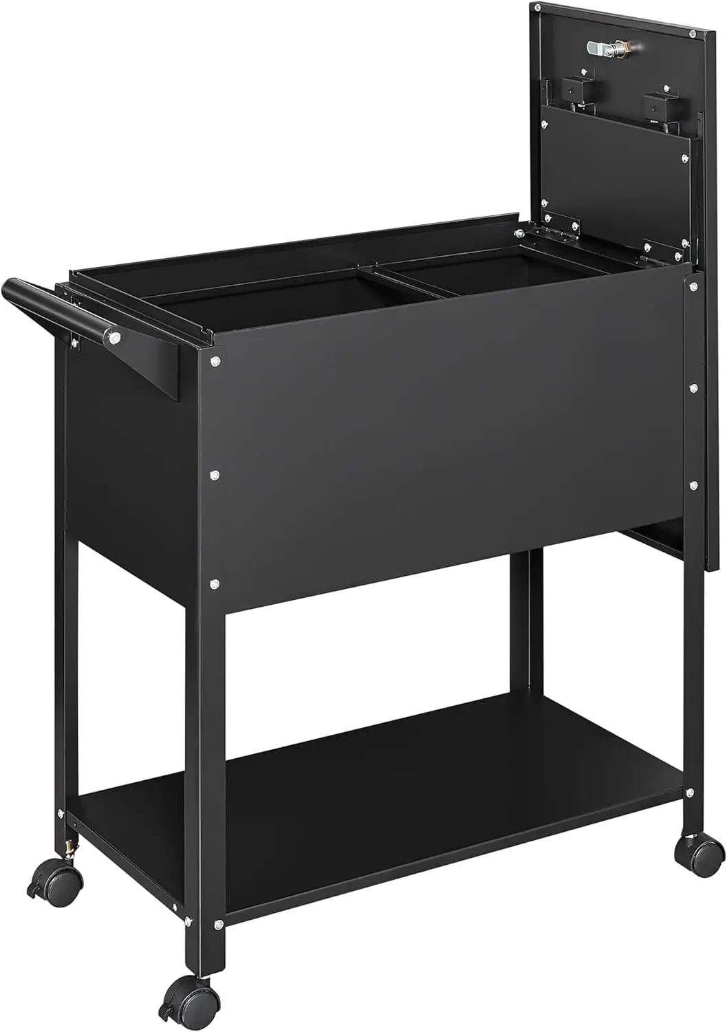 Metal Rolling File Storage Cart with Wheels, Mobile File Cabinet with Lock, Filing Cabinet Organizer for Legal/A4 (Black)