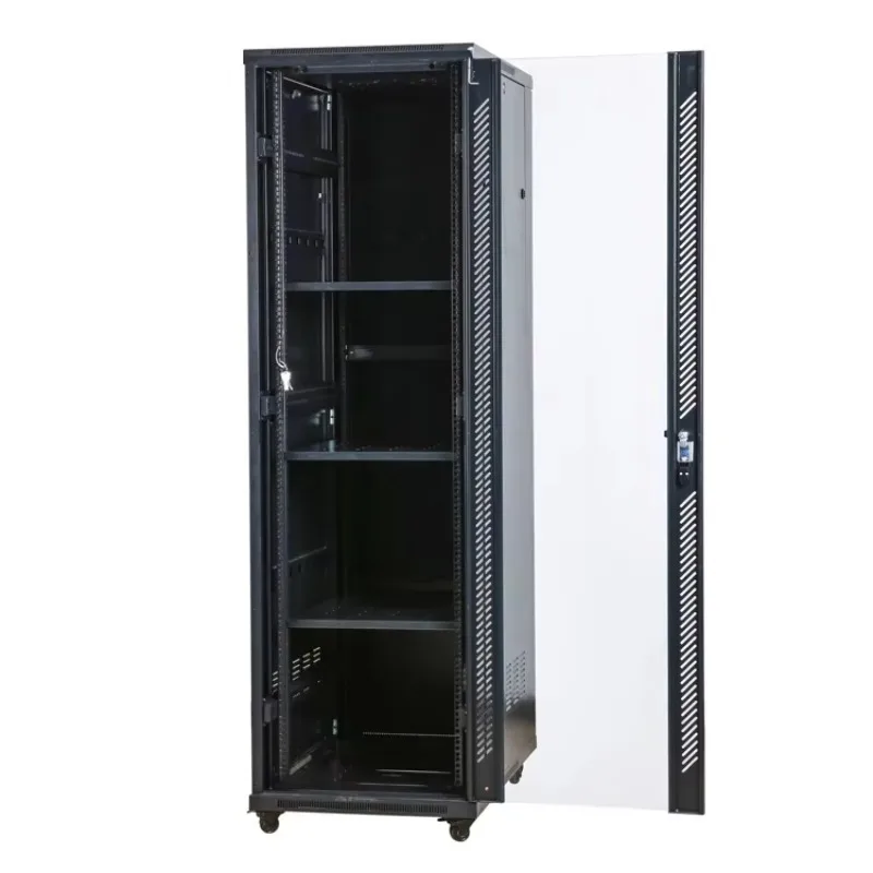 SPCC Network Cabinet High Loading 1000kg with Temper Glass Door Front Floor Standing Server Rack Locks 12U-47U Capacity Stock