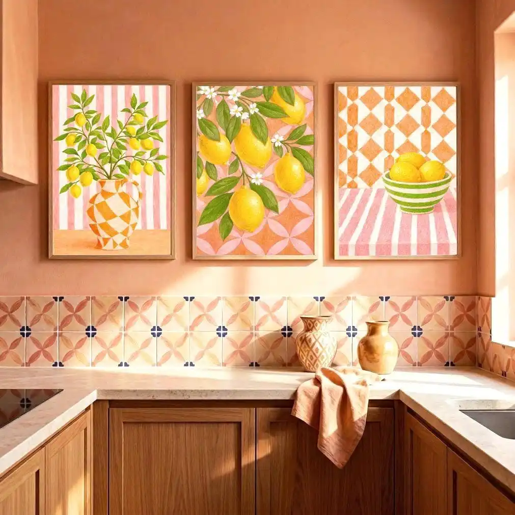 3pcs Refreshing Summer Lemon-Themed Posters Bohemian Kitchen Fruit and Plant Art Canvas Prints for Home Living Room Decor