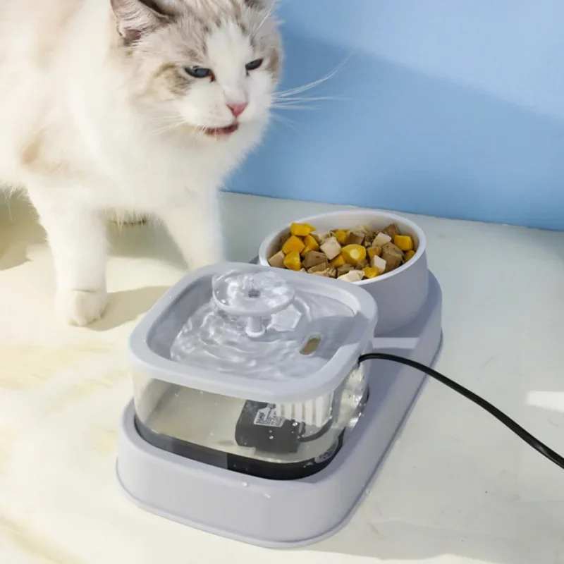 Pet Cat Bowl Automatic Feeder Dog Food Bowl With Water Fountain Double Bowl Cat Drinking Dish Anti Slip Double Dog Bowls