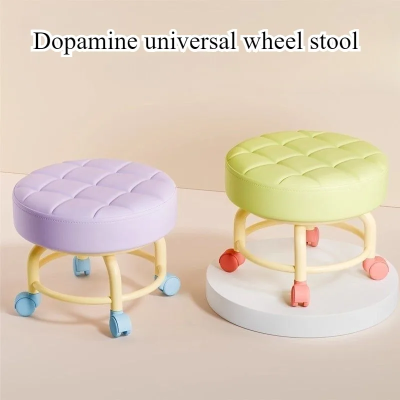 Universal wheel small stool pulley low stool household roller skating small bench living room with baby toddler chair dopamine