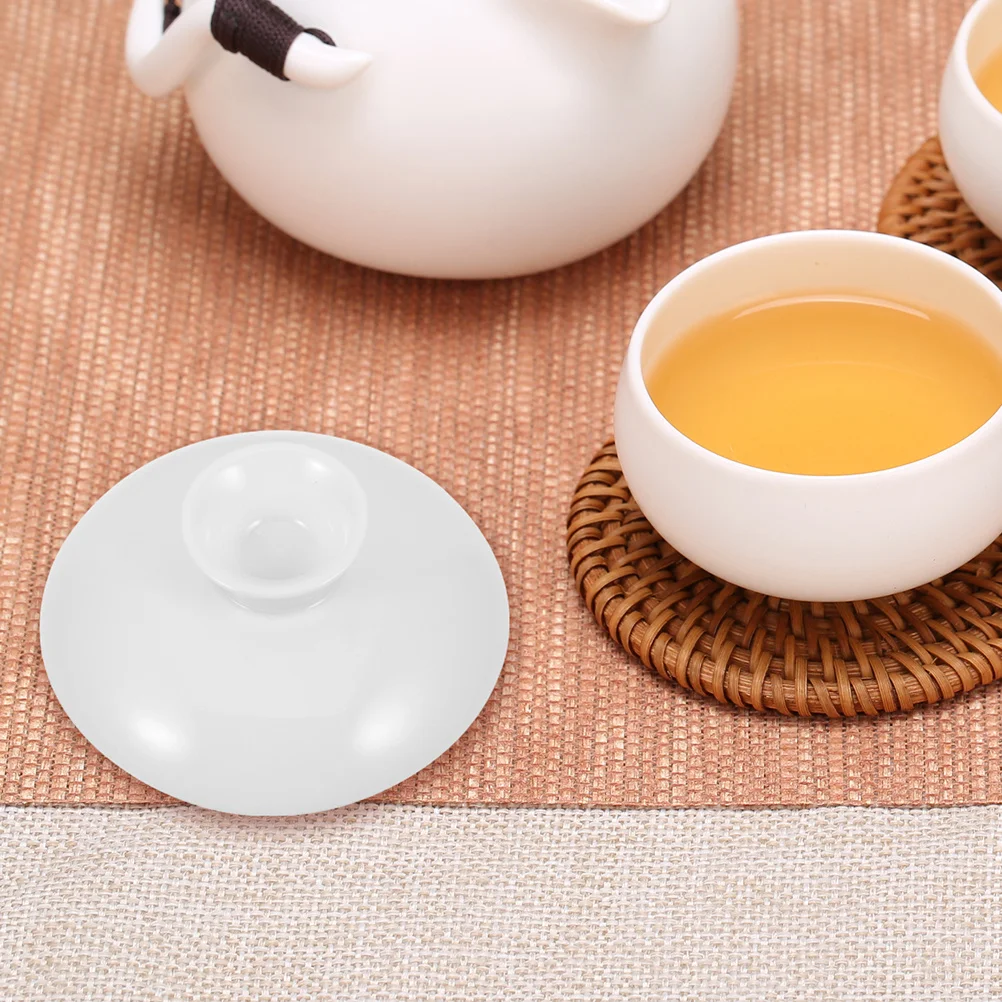 

Ceramic Tea Bowl Lid White Elegant Heat-Resistant Tea Cup Cover Replacement Teaware Accessory Ceramic Lid Teaware Cover