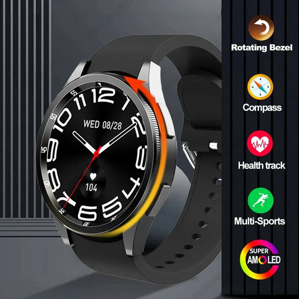 T81C! JS Watch 6 Max Smart Watch 1.43 Inch Dual Buttons Men Women Bluetooth Wireless Charging Smartwatch Sports Watch Silver