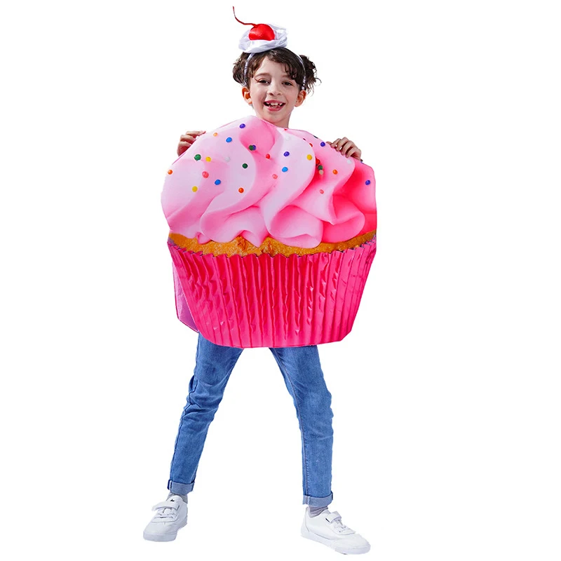 Halloween Kids Cupcake Party Costume Cosplay Fancy Dress Up Double Sided Ice Cream Costumes For Unisex Child Girls