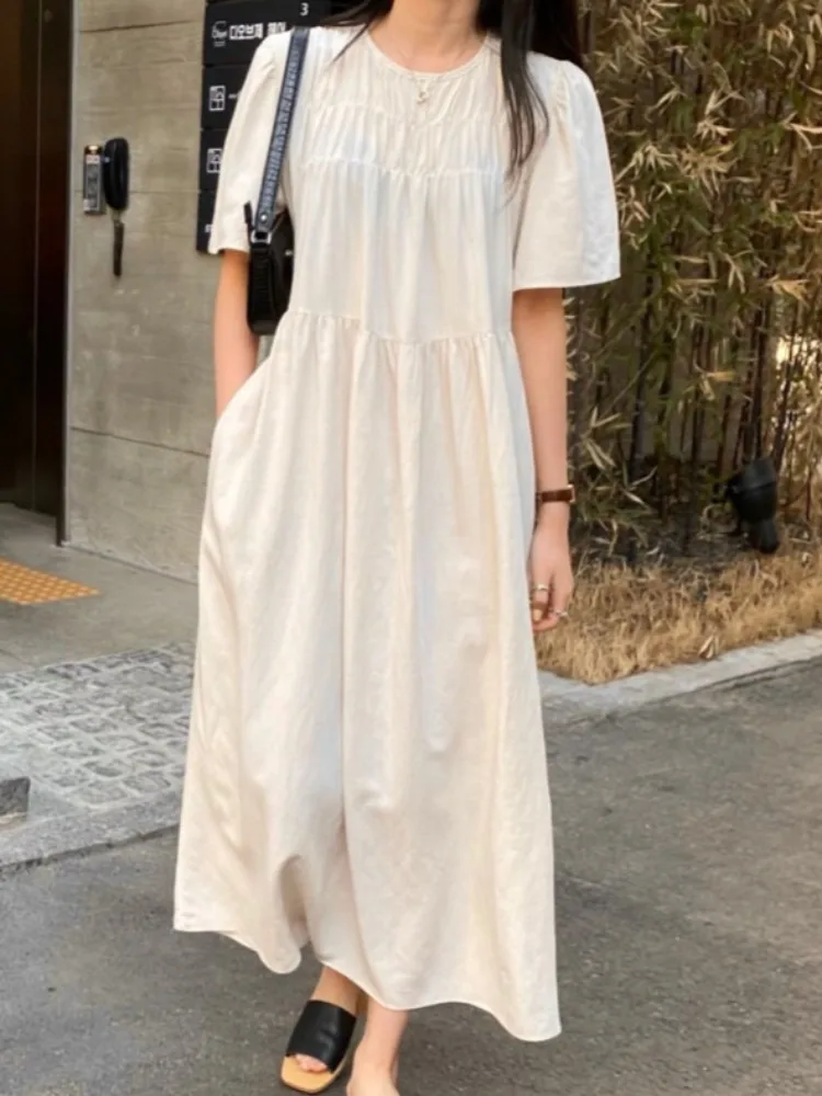 

Ele Blue Maxi Dr Женское шикарное круглое платье Ne Soft Sle Over-Knee Long Dr Folded Sensation Cotton 00% ort Sve