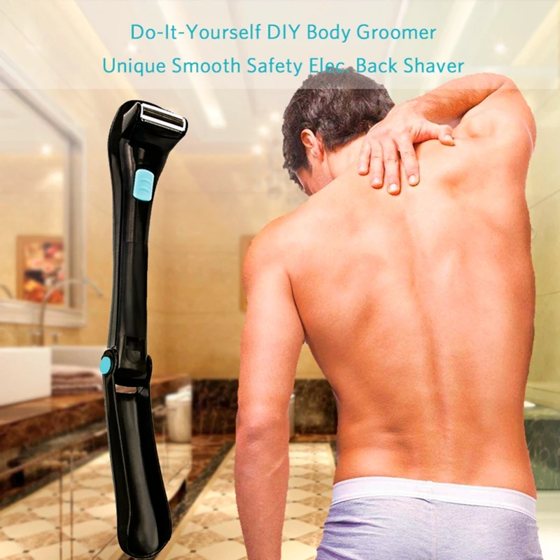 Men Shaving 180 Degrees Foldable Electric Back Hair Shaver Battery Manual Long Handle Hair Remover