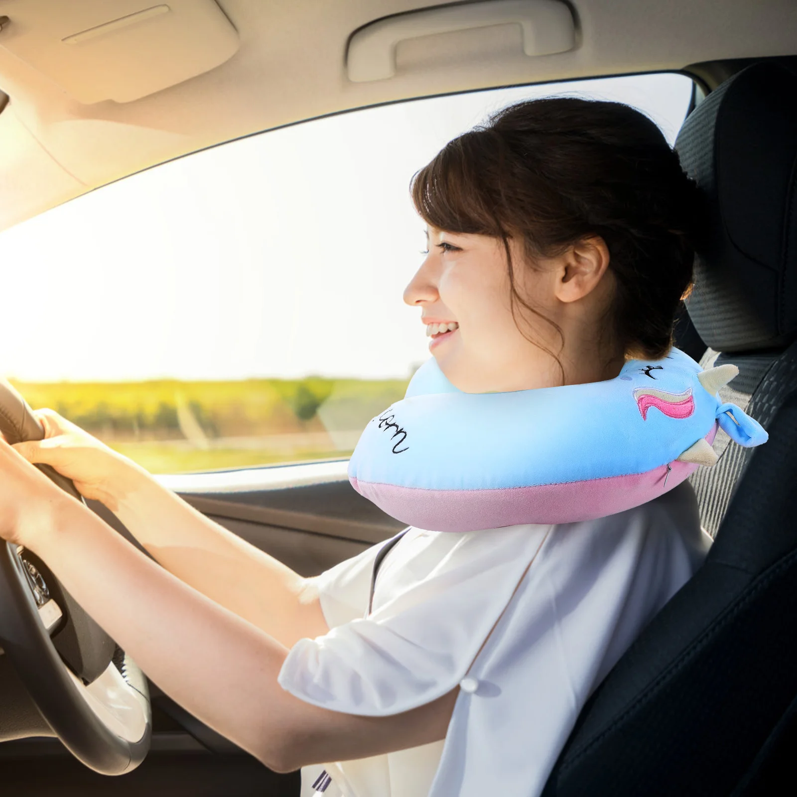 

U Neck Pillow for Travel Car Office Airplane Sleeping Comfortable Cervical Support Pillow with Removable Cover Snap Closure