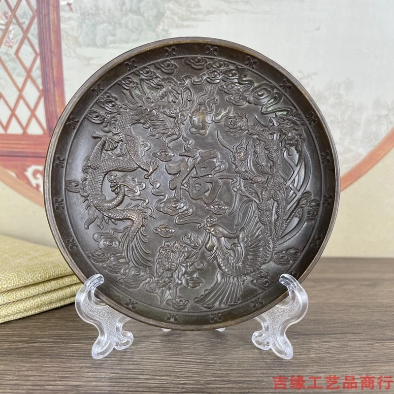plate ornaments, antique miscellaneous items, vintage plates, home craft decorations, Dragon and Phoenix fort