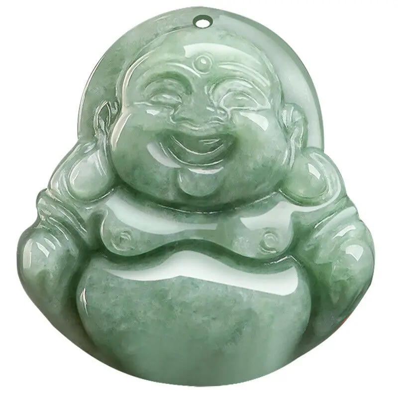 

Natural Authentic Green A Jade Jadeite China Style Maitreya Buddha Pendant Happy Buddha