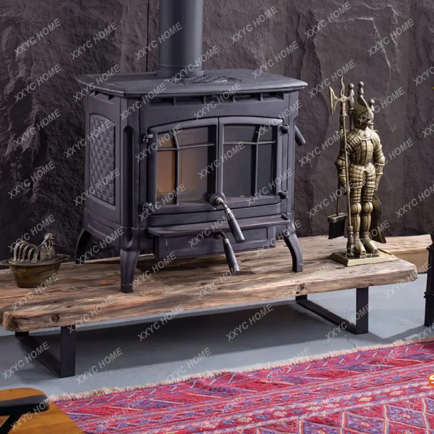 A Living Room Real Fire Wood Heating Cast Iron Freestanding Fireplace Large FS15 Solid Wood Firewood Heater