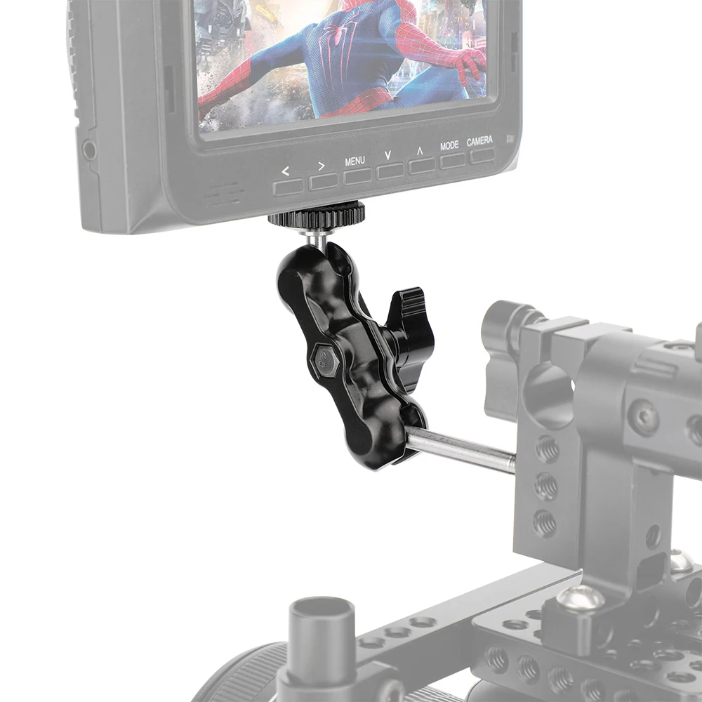 حامل رأس كروي صغير HDRIG يدعم 360 درجة ° دوار 90 ° إمالة مع برغي تمديد 1/4 بوصة - 20 لشاشة الكاميرا / المصباح اليدوي