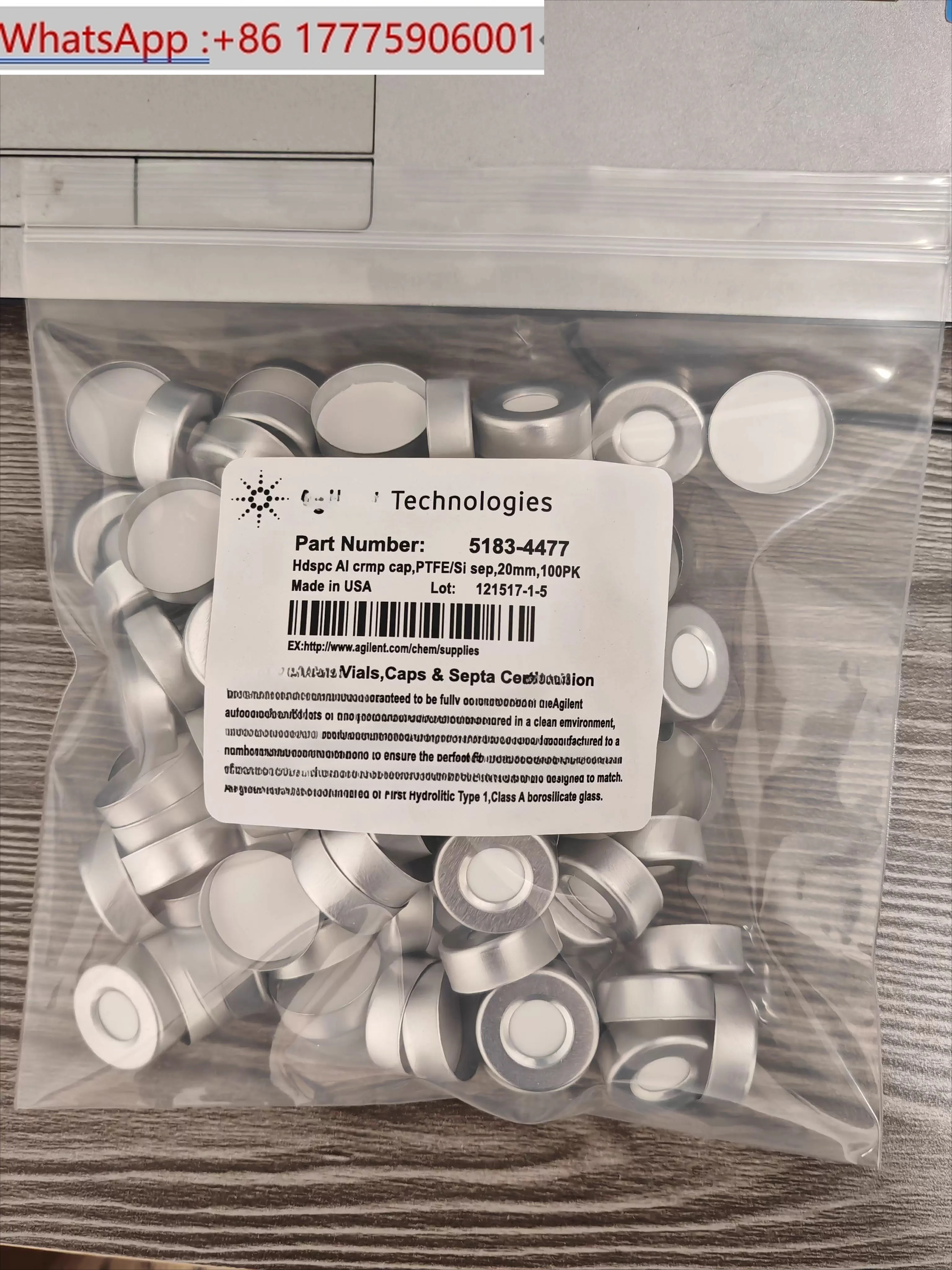 

5183-4477 Gas Chromatograph Headspace Cap, Brand New Unopened Headspace Cap