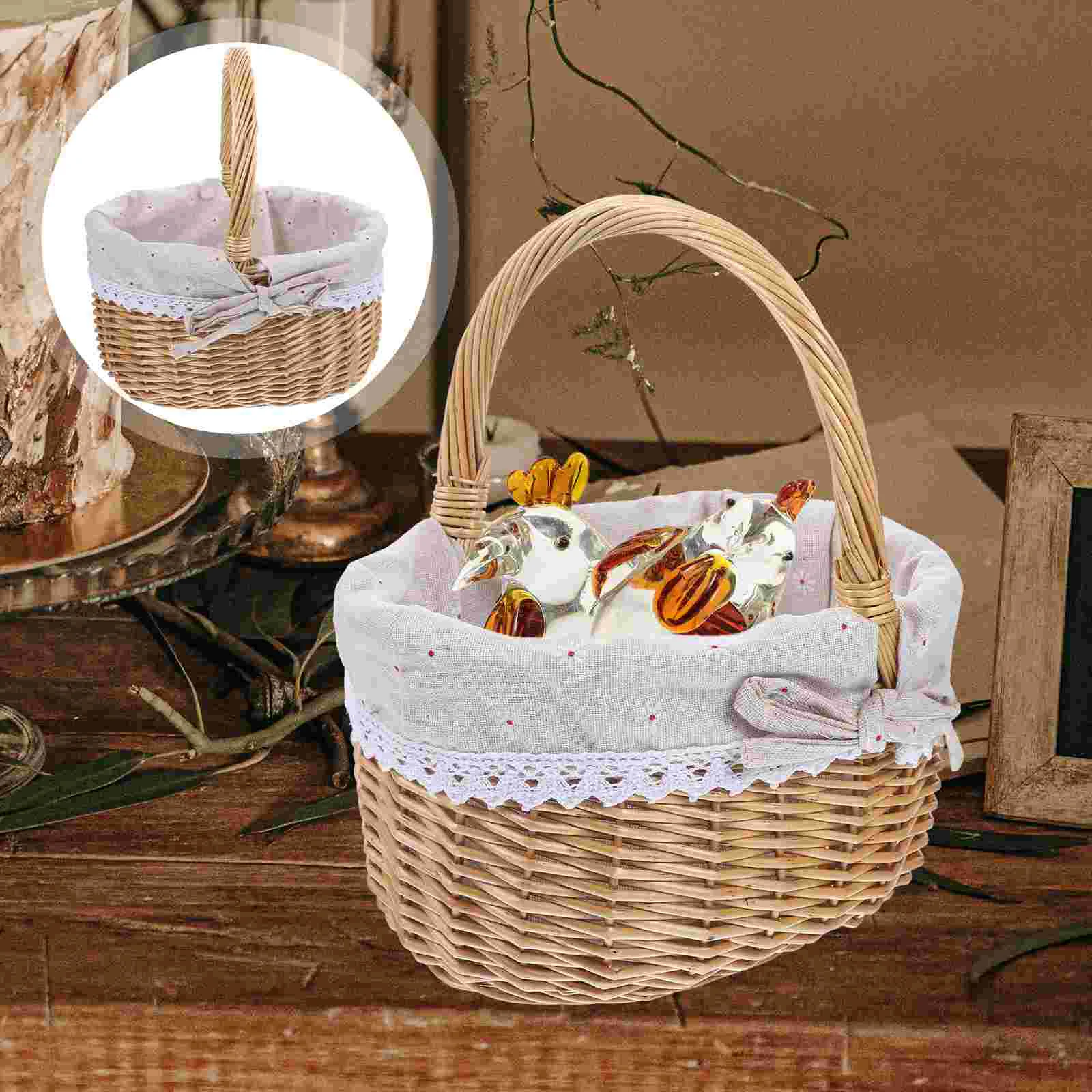 

Dry Flower Rattan Basket Woven Storage Dessert Child Picnic Wedding Ceremony Decorations