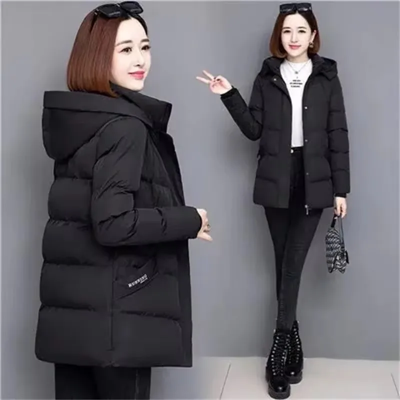 New Winter Jacket Female Parka Korean Hooded Removable Cap Cotton Coat Women Mid-Long Loose Thicke Down Cotton Coat Outerwear