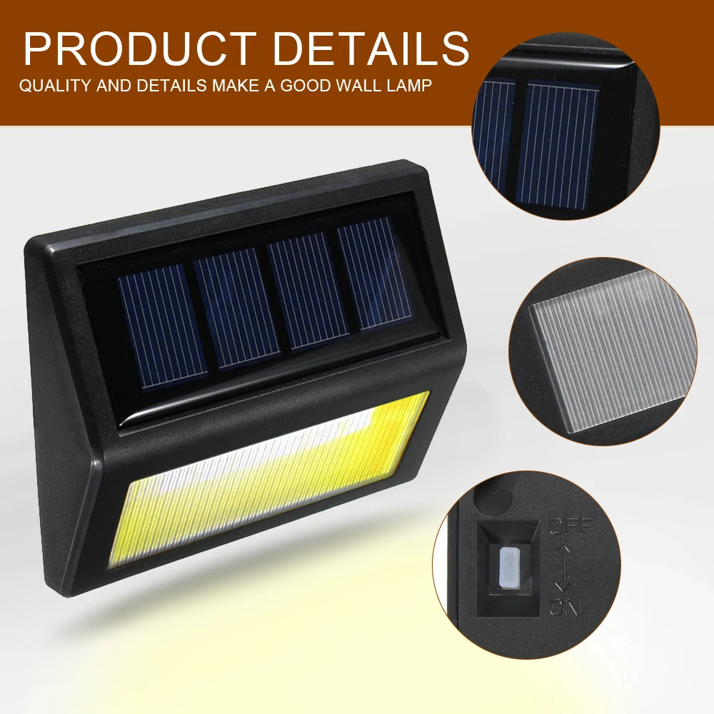 6LEDS Solar Waterproof Light Wall Mount Solar Street Lighting Lamp LED Night Light Cold Warm Light For Outdoor Garden Courtyard