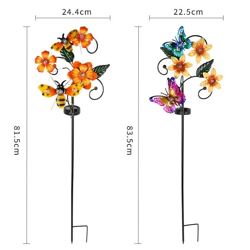 

Solar Garden Lamp Butterfly Bee Outdoor Waterproof Iron Solar Stake Light for Lawn Patio Walkway Yard Porch Decor Gardening Gift
