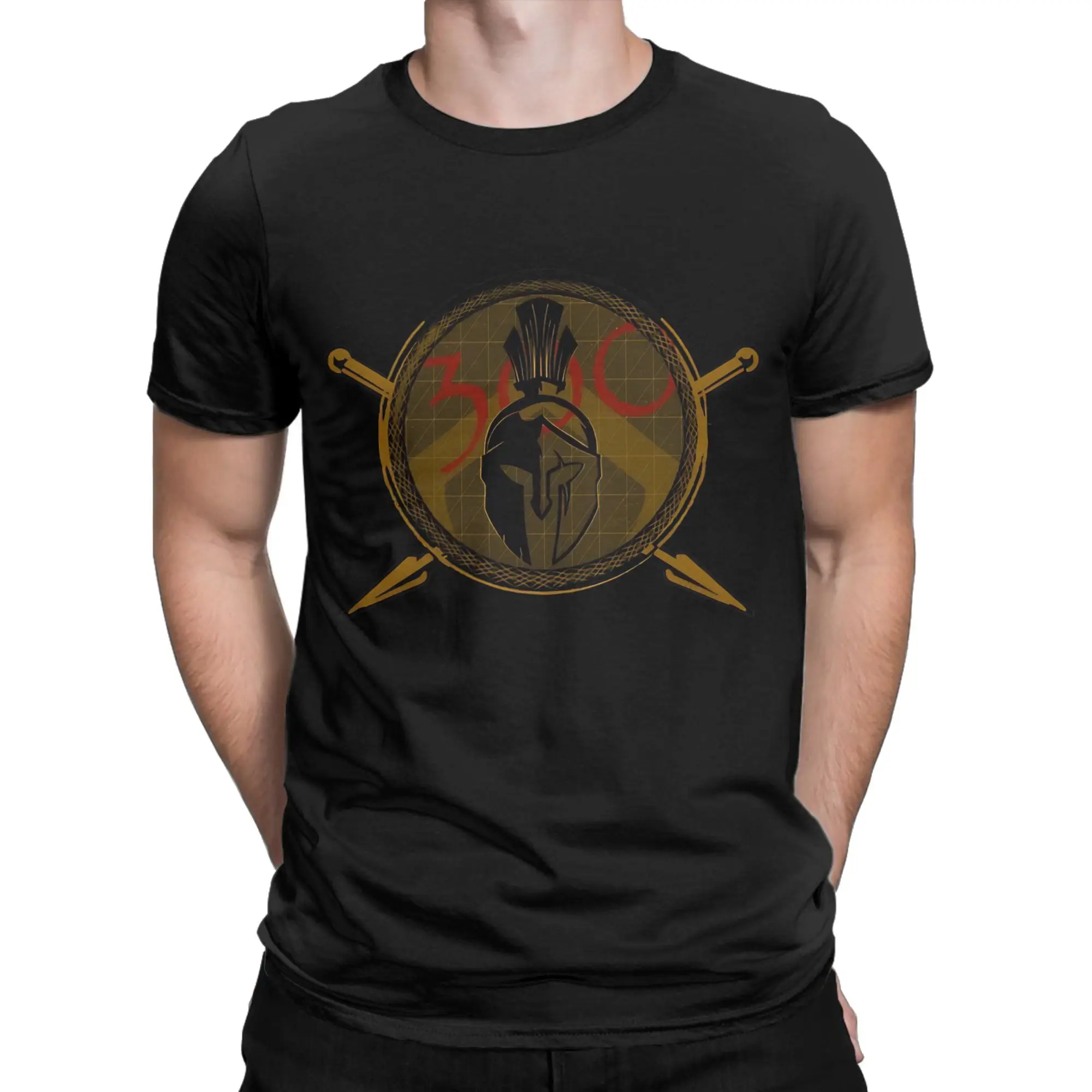 300s Descendants Logo Oversized Shirt Funny 100% Cotton T-Shirt 300 Sparta wWarriors Tops Tees For Men