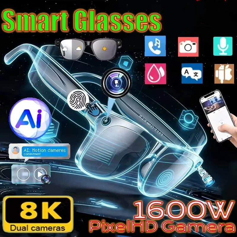 Oneplus AI Voice Assistant Smart Glasses 4K Remote Control Touch Photo Camera Recording Translator Wireless Bluetooth Sunglasses