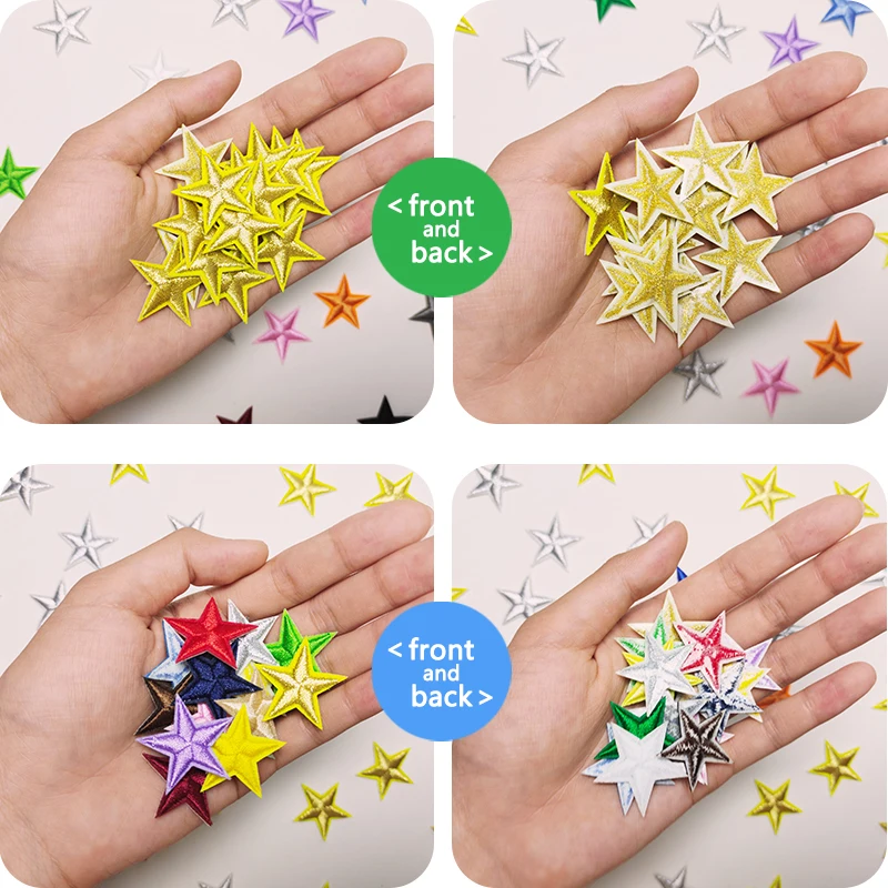 20pcs Five-Pointed Star Patches Lots For Clothing Iron On Random Bulk Thermal Adhesive Embroidery Sew Designer Parches Para Ropa