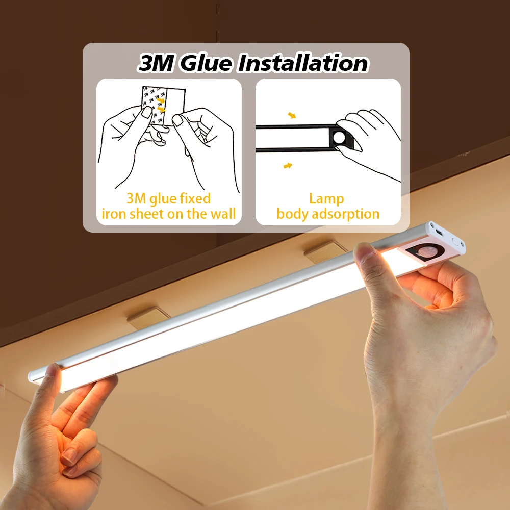 Ultra-thin LED Cabinets USB Lamps For Kitchen Wardrobe Bedroom Closet Room Motion Sensor Smart Fixture Rechargeable Night Light