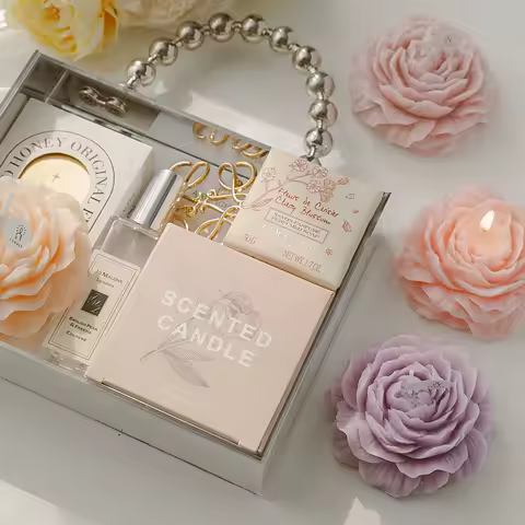 Creative Peony Candle Floral Fragrance Mothers Day Gift Idea Handmade Soy Wax Aromatherapy for Home Decor Favor Present