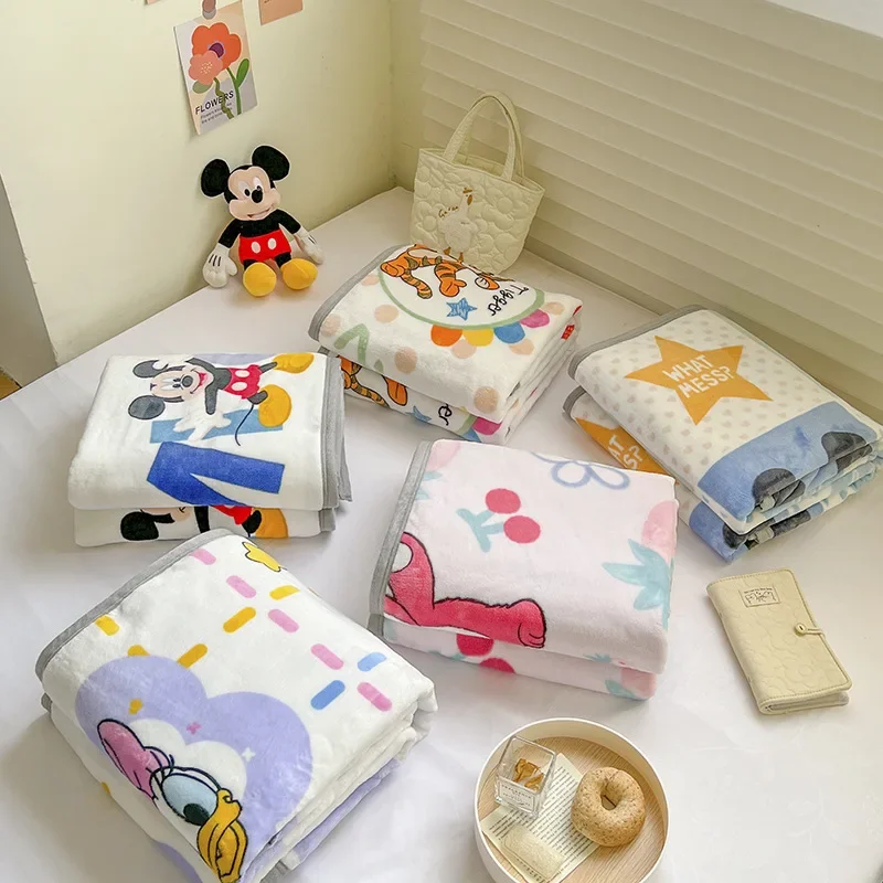 Disney Baby Thickened Milk Velvet Blankets Cartoon Mickey Winnie Pooh Boy Girl Sheets Children Student Kindergarten Nap Blanket