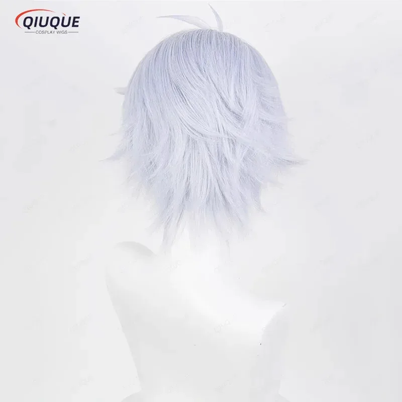 LQPhainon コスプレウィッグ ショート シルバー ライトブルー ウィッグ 耐熱人工毛 ハロウィンウィッグ + ウィッグキャップ