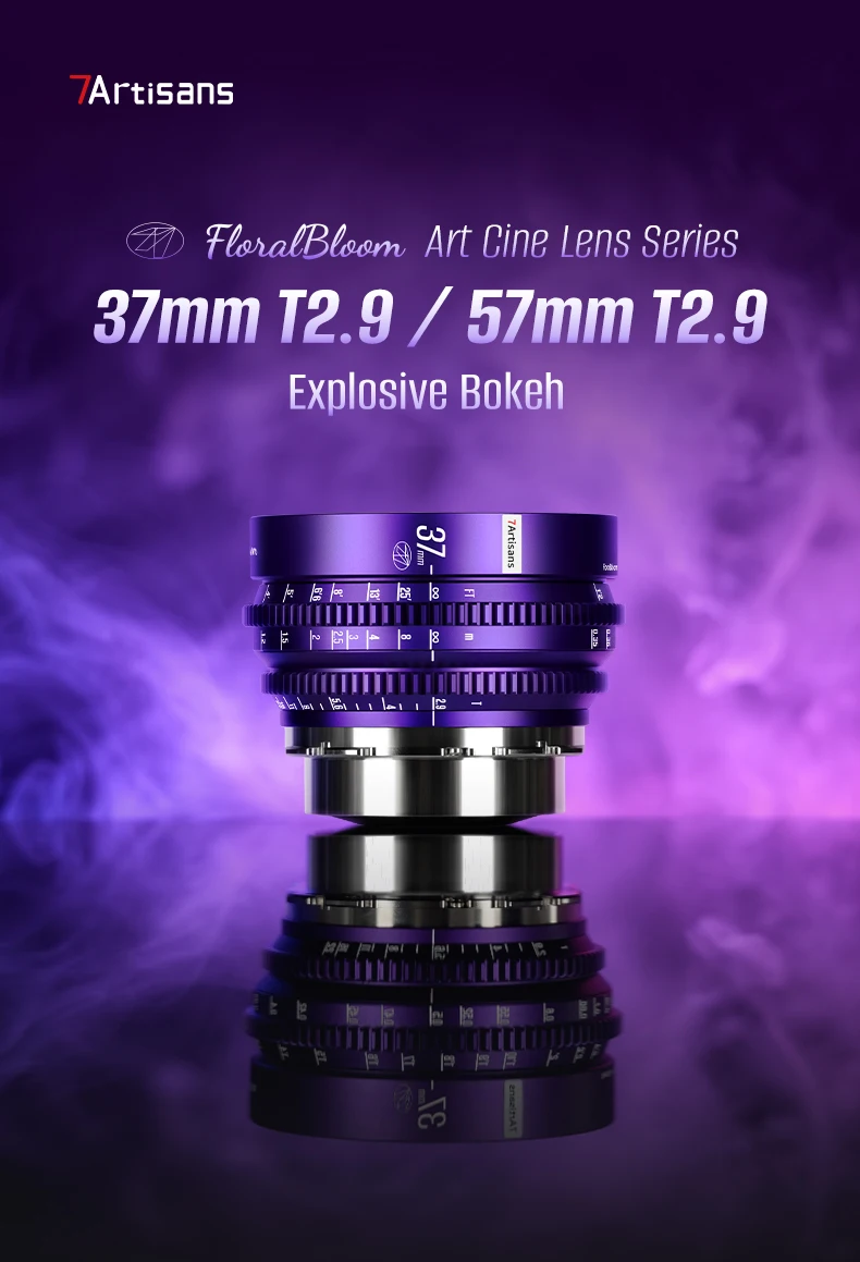 7artisans 57mm T2.9 Vollformat-Objektiv mit großer Blende, Künstler-Bokeh, manueller Fokus, Kamera-Cine-Objektiv für Porträtfotografie mit PL-Anschluss – Detail 1