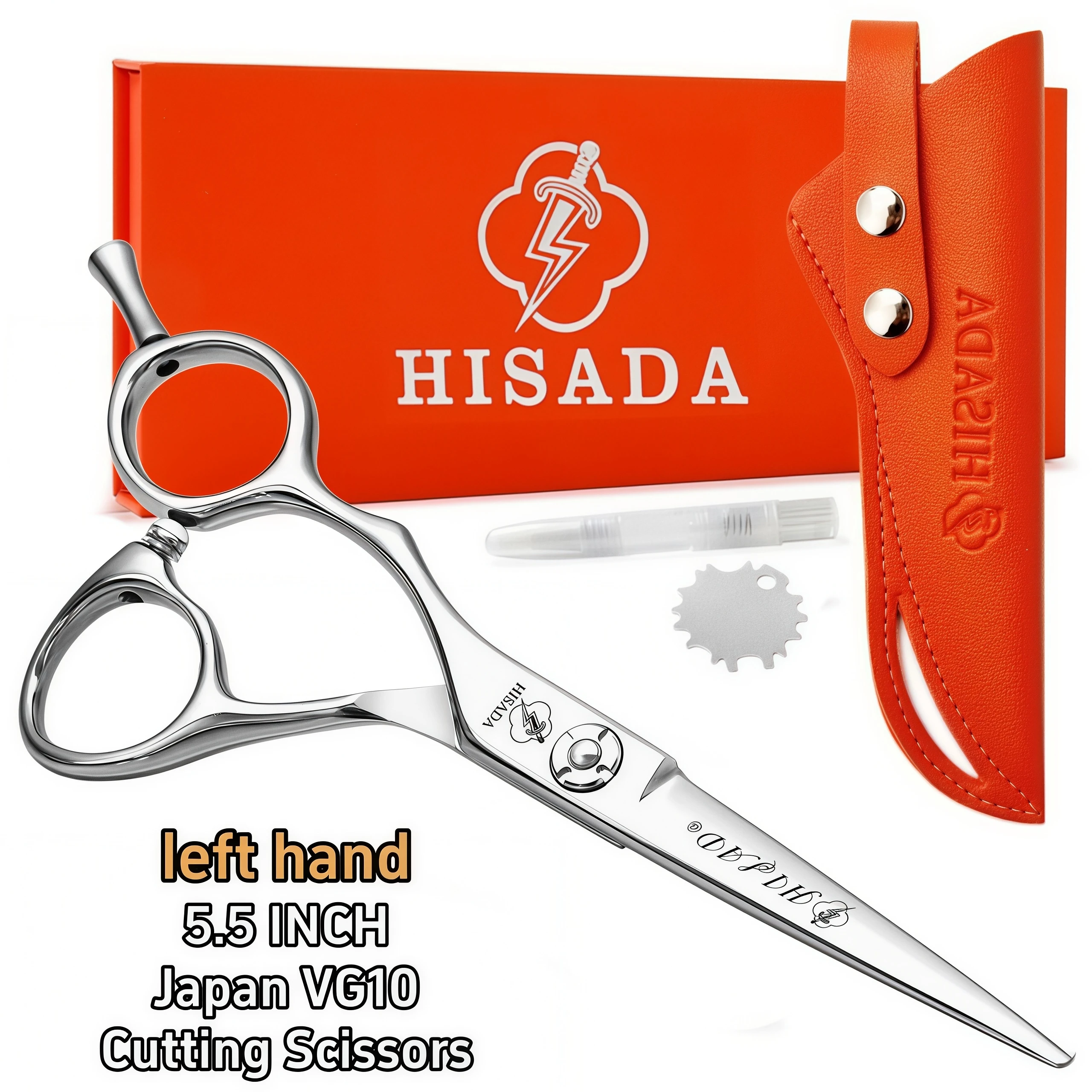 hisada-55インチ左手用ヘアカットはさみ、左手専用に設計されたヘアはさみ、より鋭く、より耐久性があります。