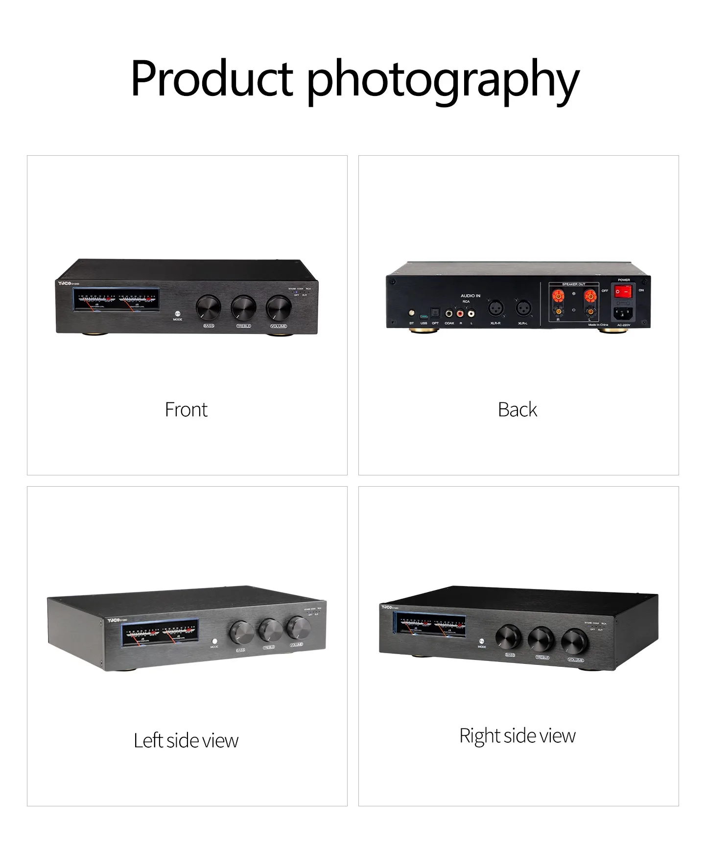 YJCO D1200 Digitaler Leistungsverstärker mit Dual TPA3255 Chip, ES9038Q2M DAC, Bluetooth 5.4, LDAC, XLR Balanced, USB, HIFI Stereo-Verstärker, 600W*2 MAX – Detail 21