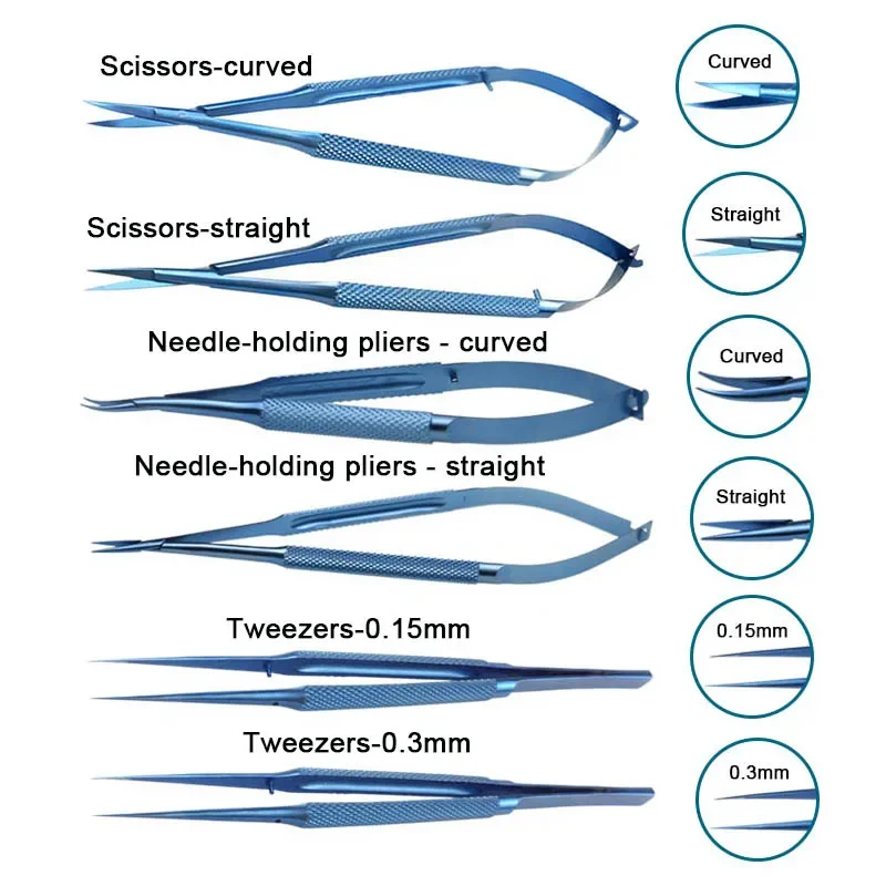 Autoclavable Straight Curved Needle Holding Pliers Scissors Ophthalmic Tweezers Ophthalmic Instrument Titanium Alloy