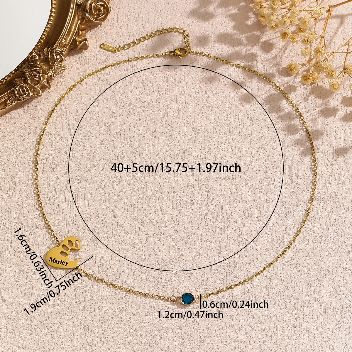 على شكل قلب القط مخلب شخصية اسم قلادة الفولاذ المقاوم للصدأ مخصصة قلادة بحرف الإنجليزية #3