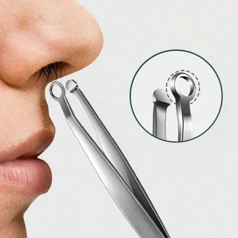 스테인리스 스틸 수동 코 헤어 트리머 – 범용 코털 정리기 및 둥근 머리 족집게