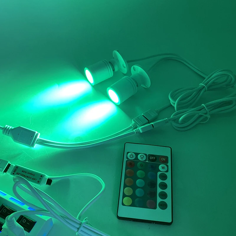 RGB-LED-Strahler, USB, 5 V, dimmbar, Farbe, Mini-Deckenstrahler, 1 W, 3 W, Schaufenstermuster, Schaufensterlicht, Raumdekoration, 1 bis 4 Fernbedienungsset – Detail 17