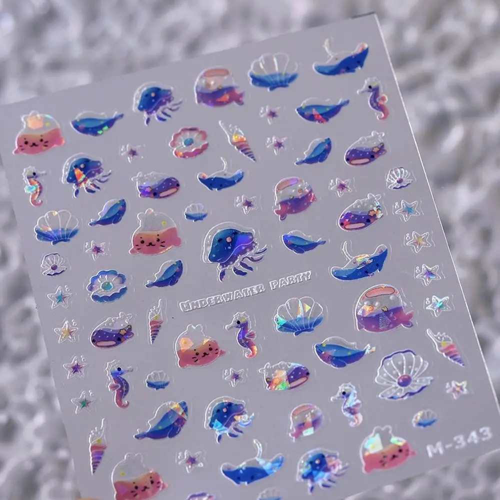 Creative Shells Ocean Nail Stickers Goldfish Sea Jellyfish Ocean Nail Decals Dolphin Conch Star Ocean Nail Decorations Women