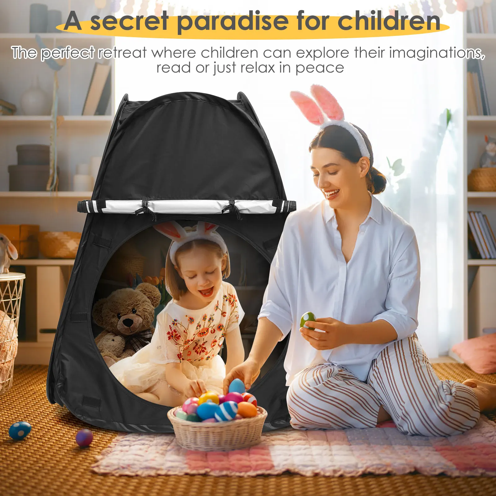 Kids Corner Tent 80*80*105CM Foldable Indoor Blackout Tent for Autistic Children to Play & Relax Calm Down Tent with Storage Bag
