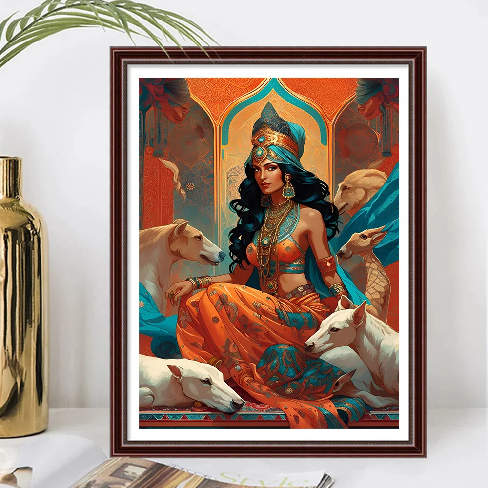 Fantasy Medusa Girl 5D Full Round Diamond Painting Kits Anime Egyptian Pharaoh DIY Drills Mosaic Embroidery Cross-stitch