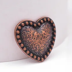 10Pcs Western Headstall Horse Tack Love Heart Antique Copper Floral Berry Saddle Leathercraft Conchos 1-1/8 Inches Screwback