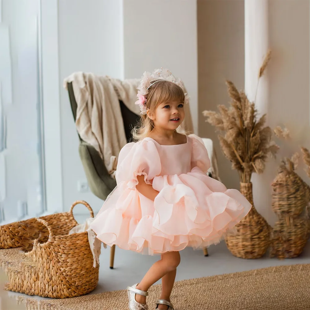 Mädchen flauschige Geburtstag Taufe Party Kleid Kinder Mode Abend Prinzessin Kleid Mädchen Tutu Kleider Kinder plissiert neue Kostüme
