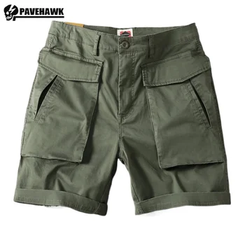 DulCargo-Short en coton élastique multi-poches pour homme, pantalon moyen, monochrome, décontracté, sport, droit, chasse en plein air
