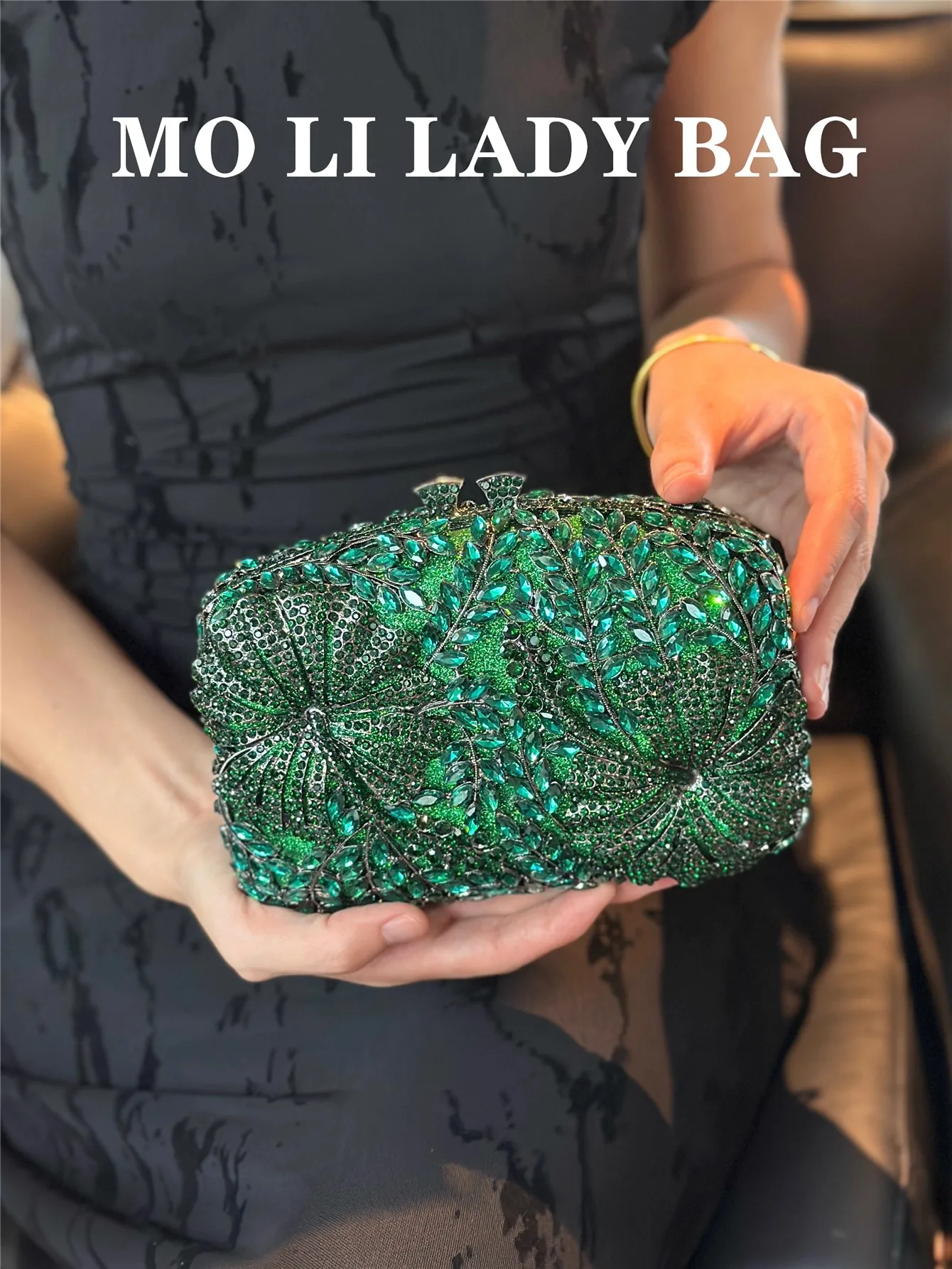 Glitter Diamond Floral Metallic Clutch Purse Wedding Party Banquet Bag Luxury Rhinestones Exquisite Evening Bag Women Handbag - view 2