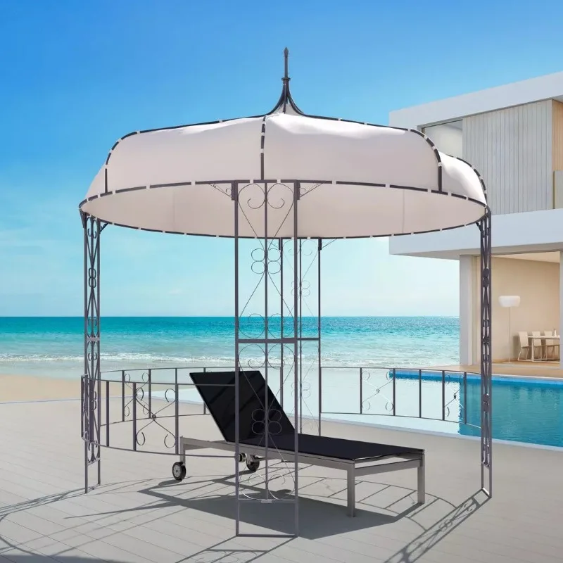 

Outdoor European wrought iron tent courtyard garden terrace wedding flower stand seaside pavilion yurt barbecue canopy shade