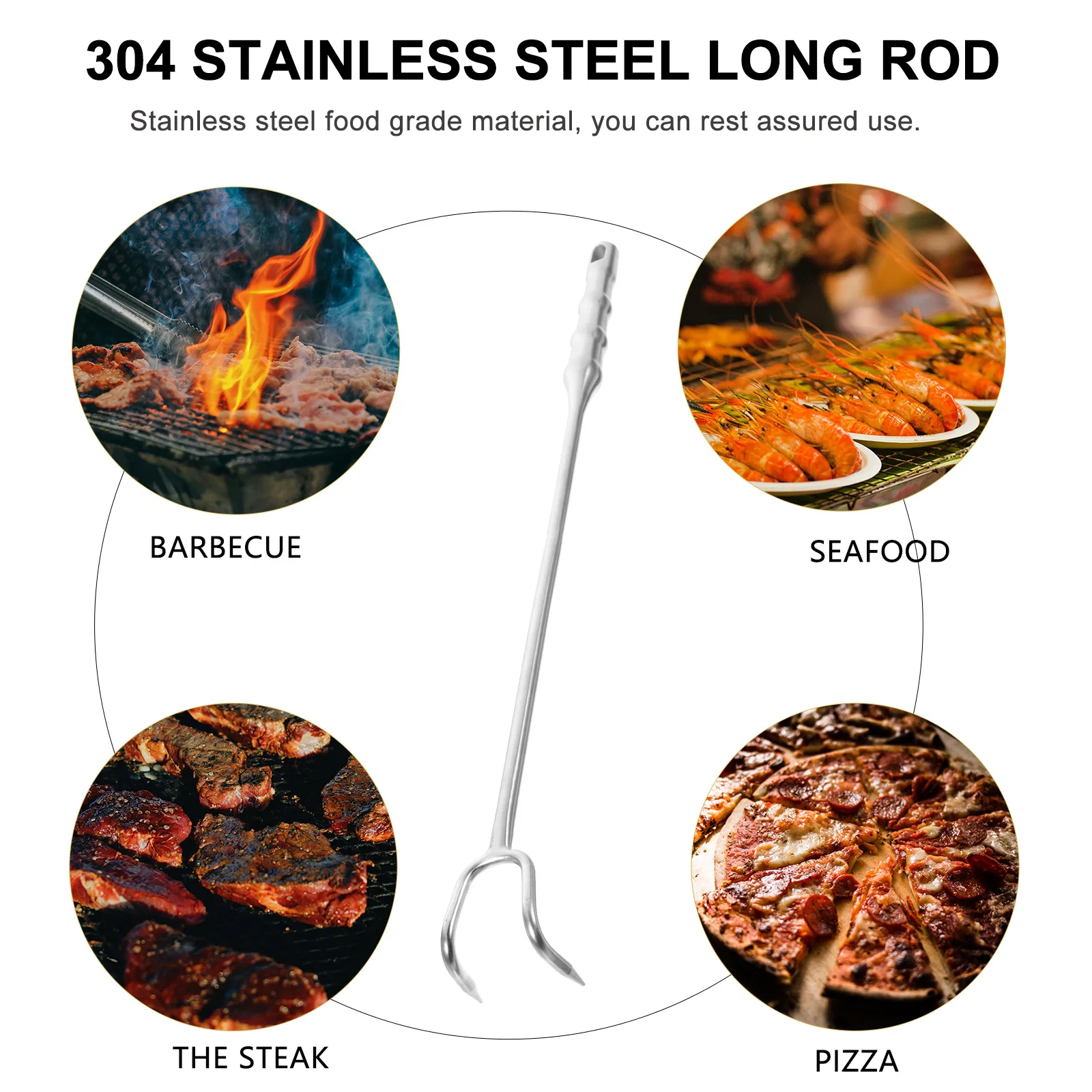 

1pc Stainless Steel Meat Hook Heavy Duty Handheld Food Turner For Barbecue Roasting Lightweight Non-Stick Easy Clean Practical