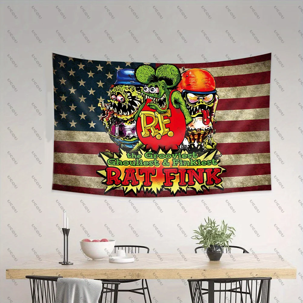 Dekorative R-Rat F-Fink Auto Flagge Meme Banner Meme Wandteppich Zimmer Dekor Banner Geschenk Fan Schlafzimmer Wohnheim hängen Americana Party
