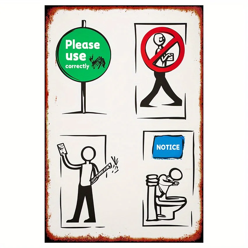 , Please Do Not Destroy This Bathroom Funny Vintage Metal Signs, Iron Foil Engraved Wall Art, Hanging Iron Painting, Indoor/Outd