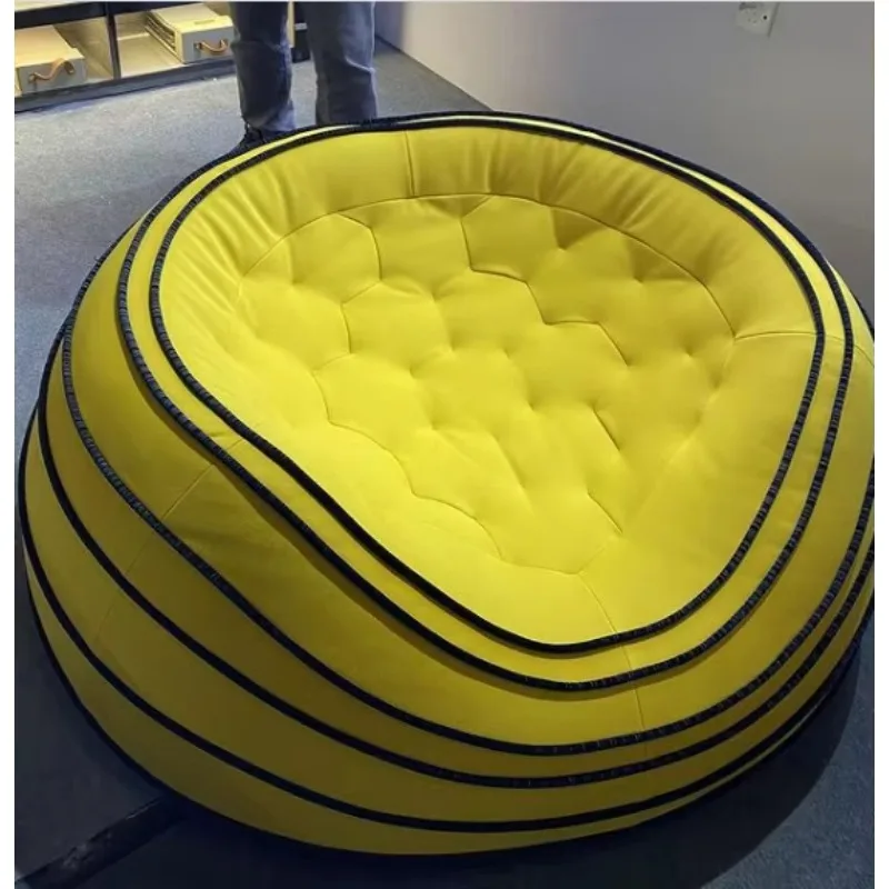 Luxury Lounge-Able Spring Bean Bag Chair Plush Accent Chair Egg Tart Sofa Chair