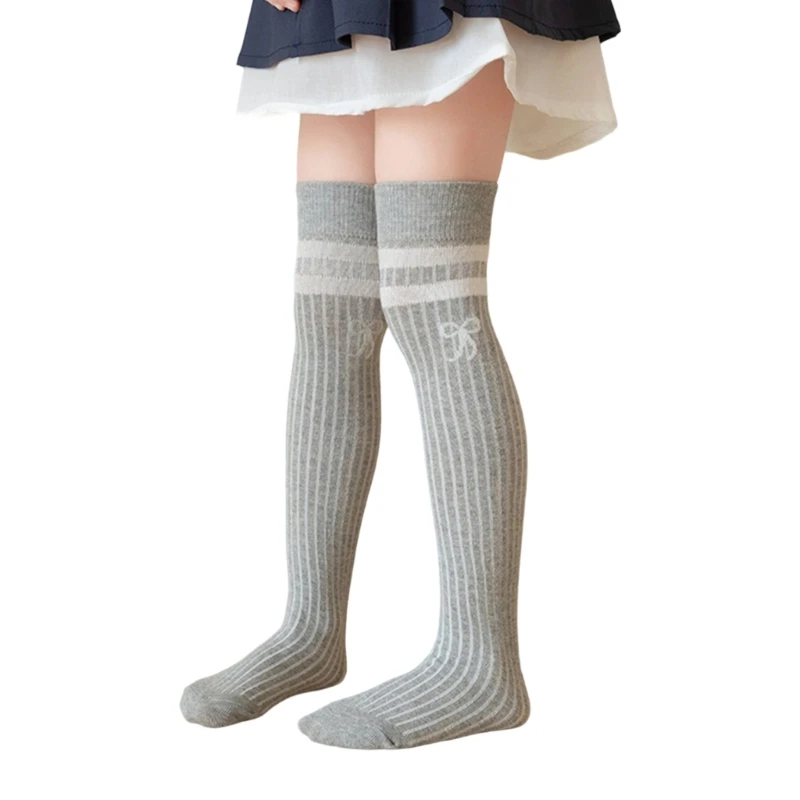 Stylish Girls Over the Knee Socks Lovely Bowknot Knee Length Socks Fun and Fashion Long Stockings for Ages 3-12T 425F